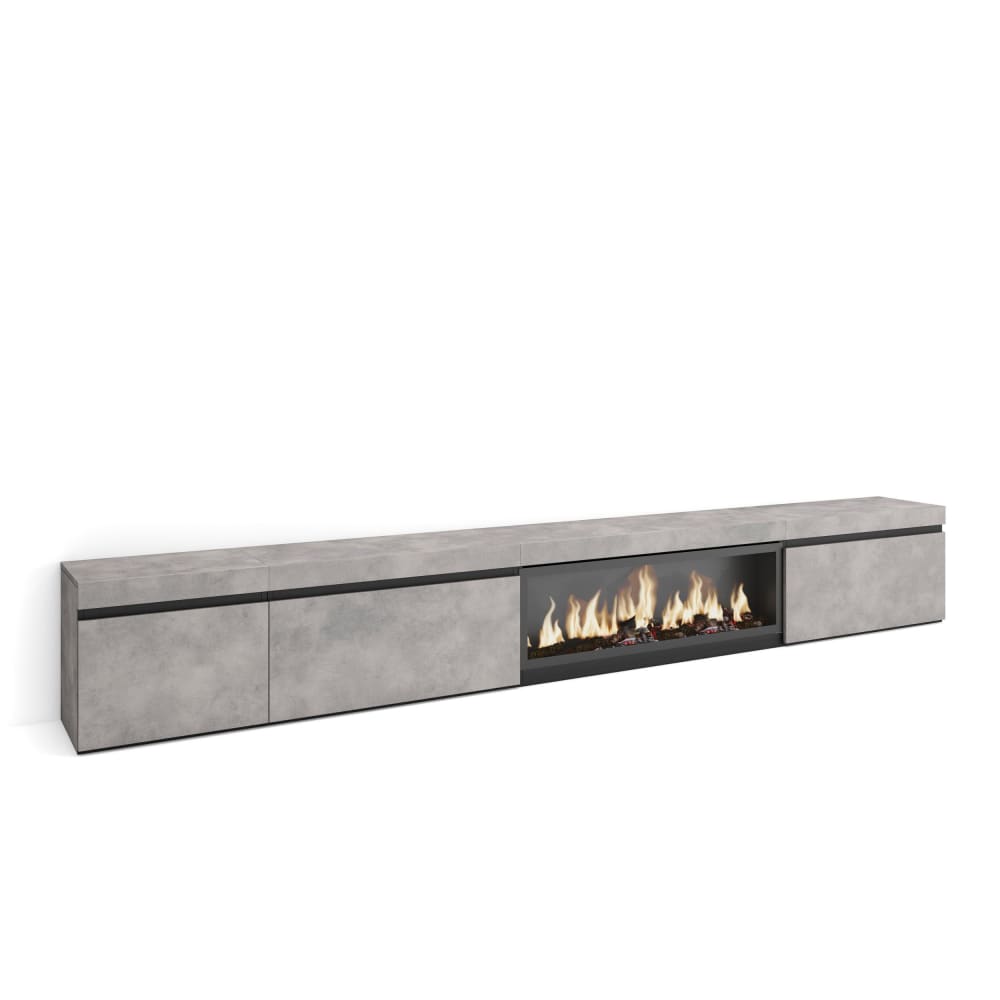 Meuble tv effet bois - ciment