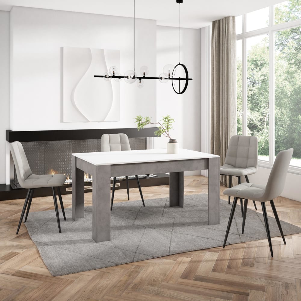 SKRAUT HOME Robuste Struktur der Tabelle. Maße: 140x90x76cm (Länge x Breite x Höhe). Zementfarbe. Tischplatte. Maße: 140x90cm (Länge x Breite). Farbe