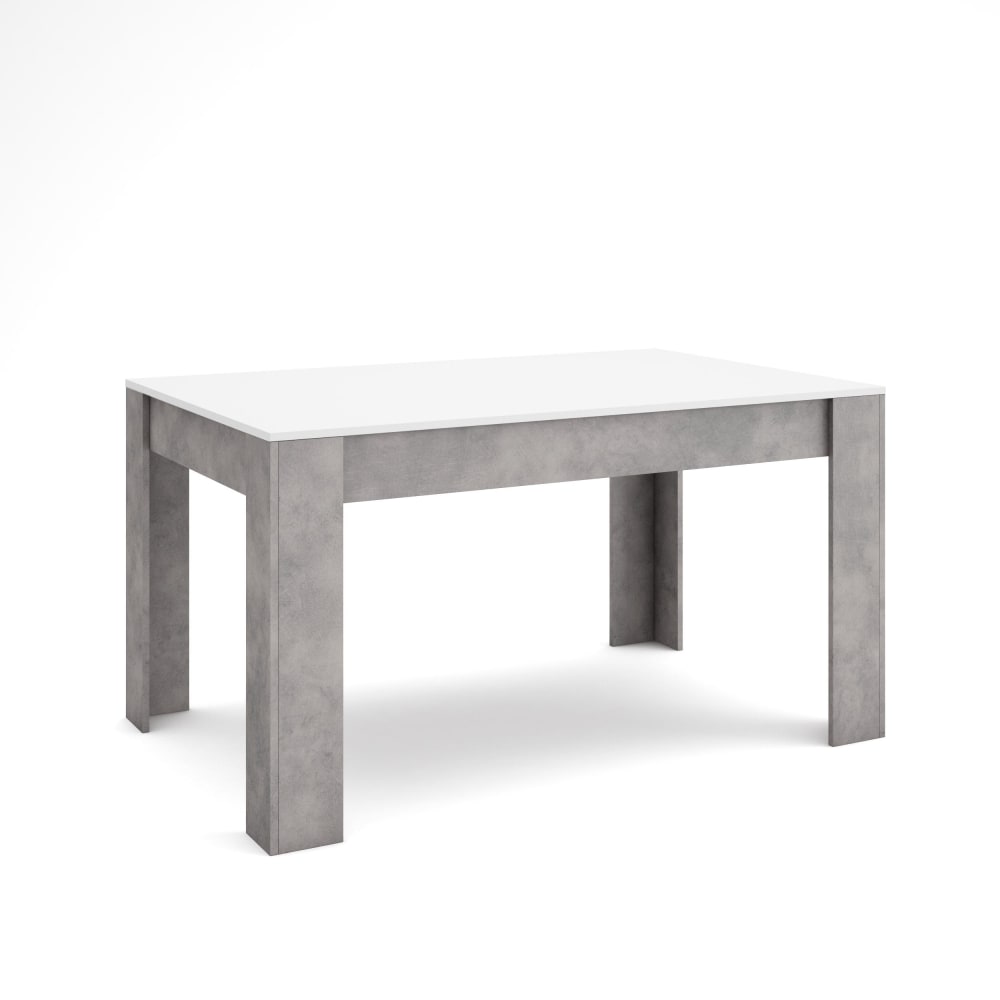 Table à manger effet bois blanc et ciment 140x90x76cm