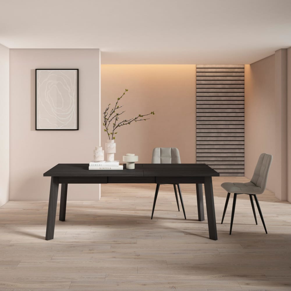 Skraut home Esstisch Holzeffekt 194x90x75cm Schwarz style modern Schwarz Spanplatte