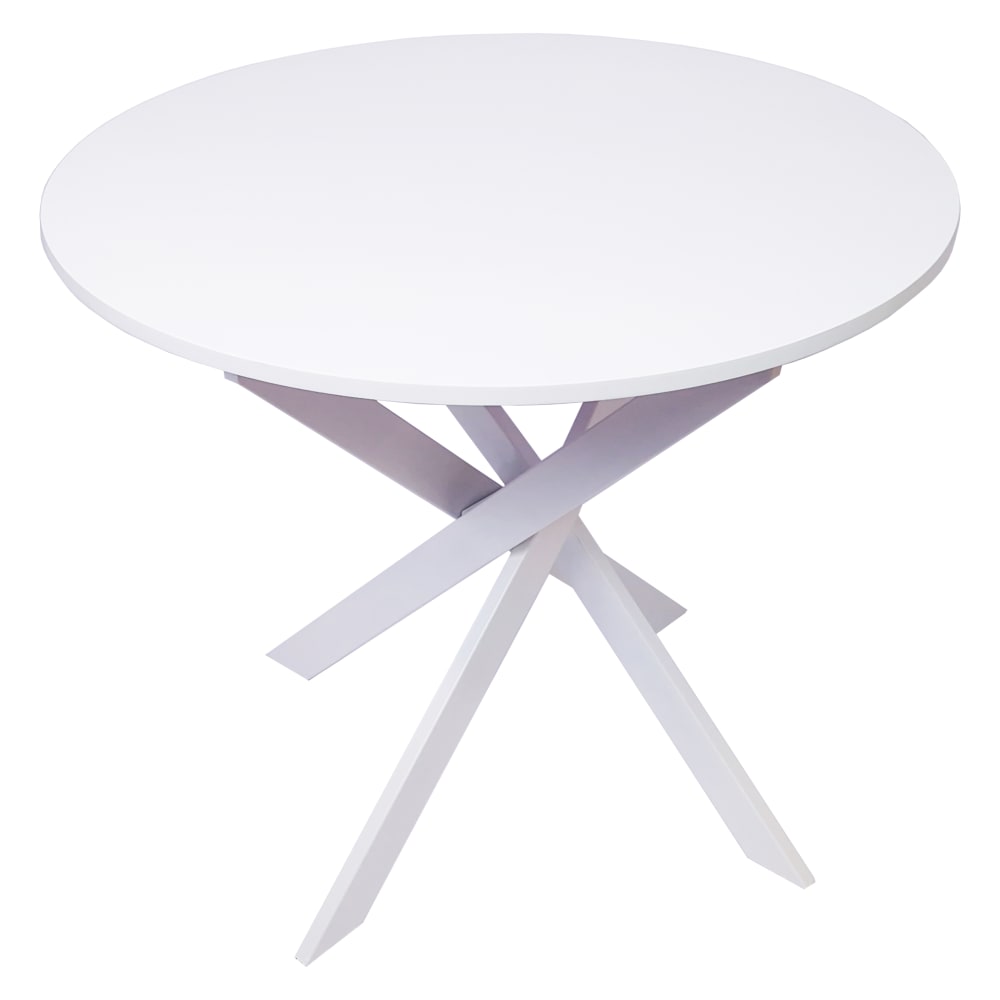 Esstisch Rund Holzeffekt 90x90x77cm Weiß - Maisons Du Monde
