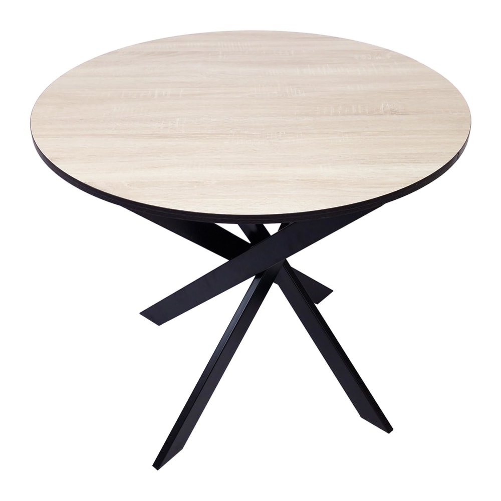Esstisch Rund Holzeffekt 90x90x77cm Eiche und Schwarz - Maisons