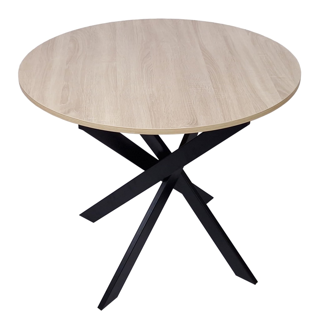 Esstisch Rund Holzeffekt 90x90x77cm Eiche und Schwarz - Maisons