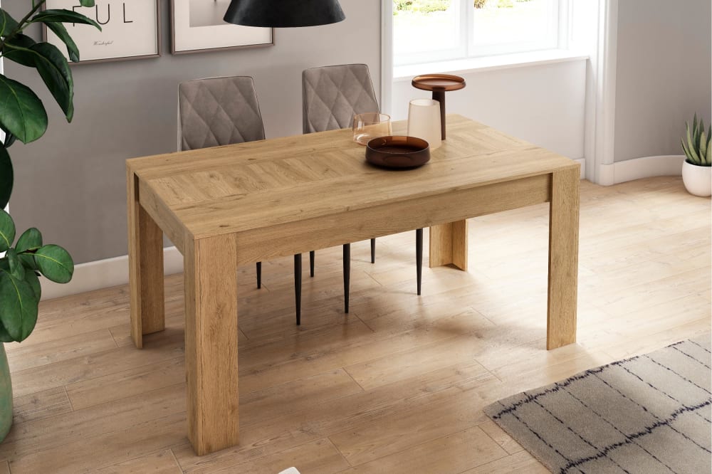 Skraut home Ausziehbarer Esstisch Holzeffekt 140 bis 200x90x76cm Eiche und Weiß style modern Beige Spanplatte