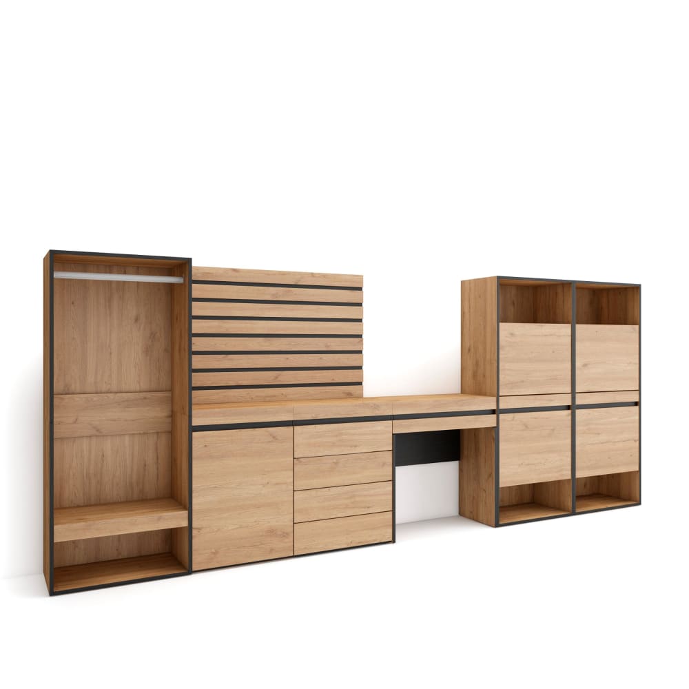 Schuhschrank Holzeffekt 357x35x145cm Eiche - Maisons Du Monde
