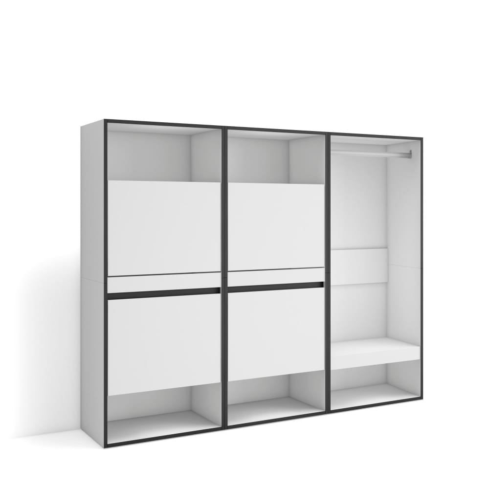 Meuble à chaussures effet bois blanc 180x35x145cm