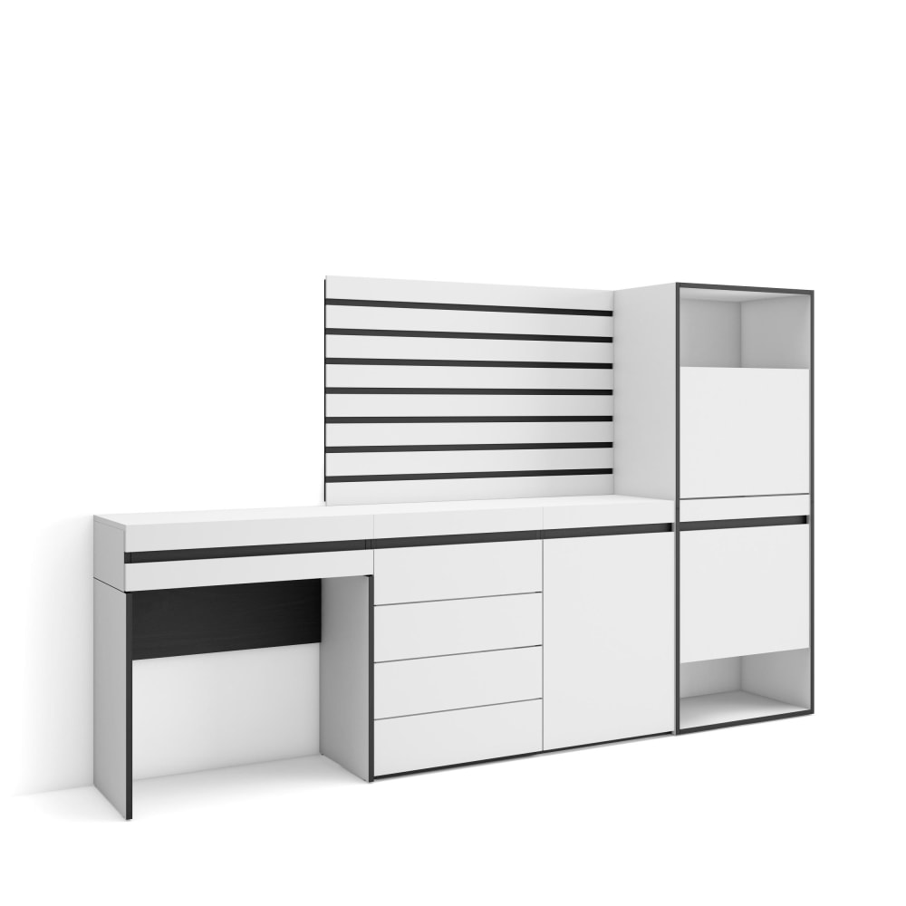 Schuhschrank Holzeffekt 237x35x145cm Weiß - Maisons Du Monde