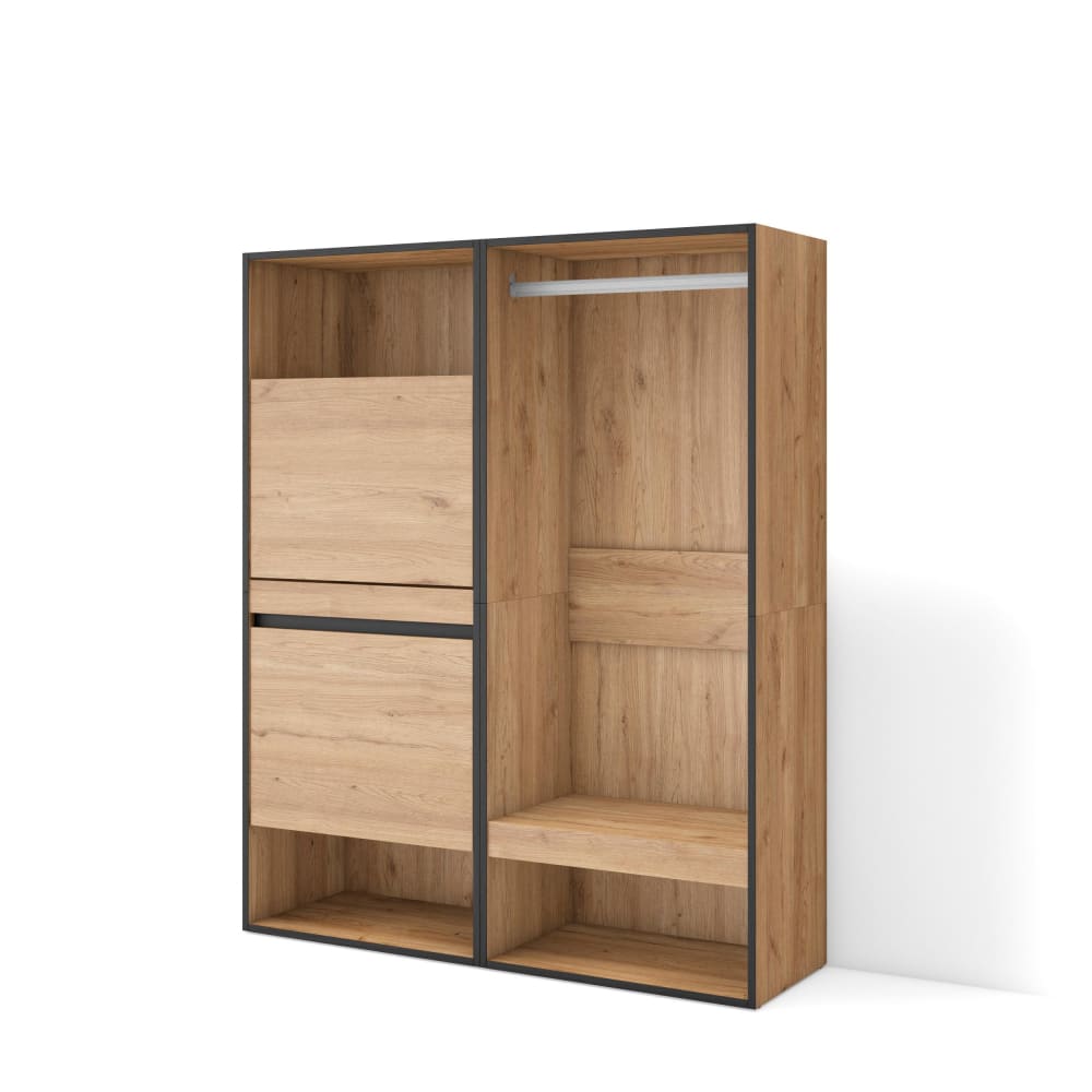 Meuble à chaussures effet bois de chêne 120x35x145cm