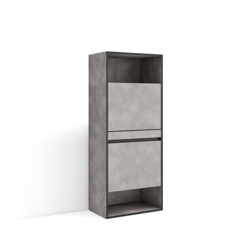 Meuble à chaussures effet bois ciment 60x35x145cm