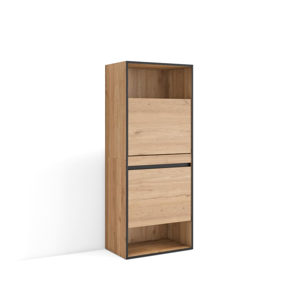 Meuble à chaussures effet bois de chêne 60x35x145cm