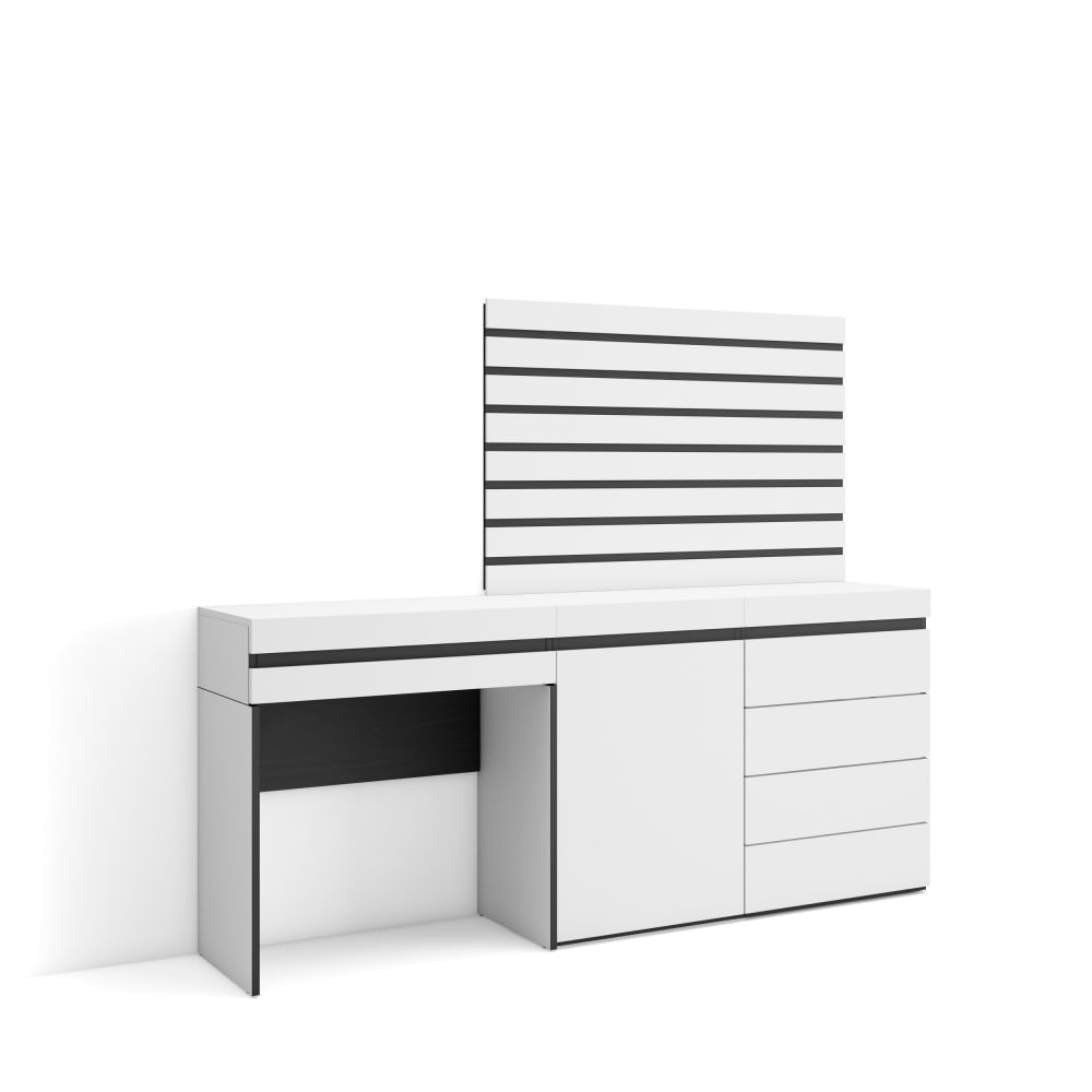 Schminktisch Holzeffekt 177x35x145cm Weiß - Maisons Du Monde