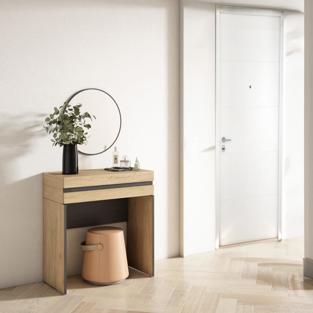 Skraut home Schminktisch Holzeffekt 70x35x75cm Eiche style modern Beige Spanplatte