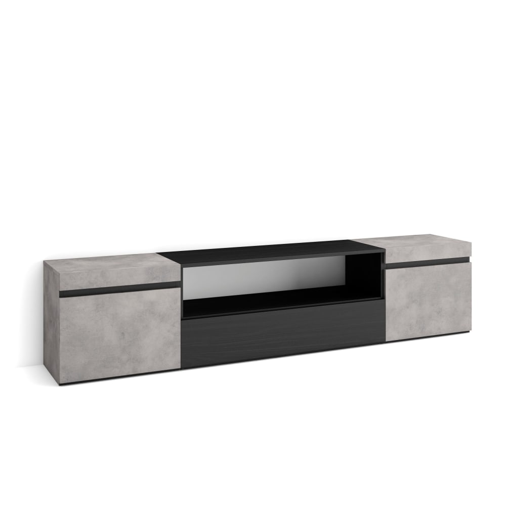 Meuble tv effet bois ciment 200x35x45cm