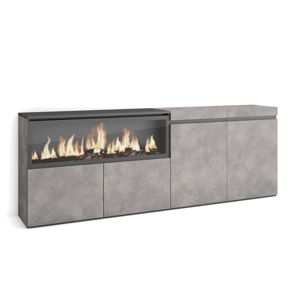 Sideboard Holzeffekt Kamin mit Feuereffekt XXL 208x35x75cm