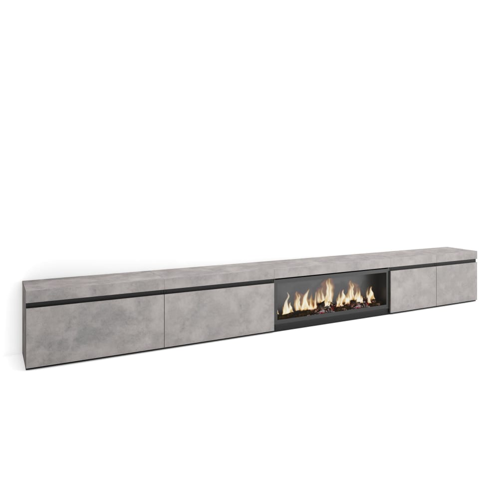 Meuble tv effet bois - ciment