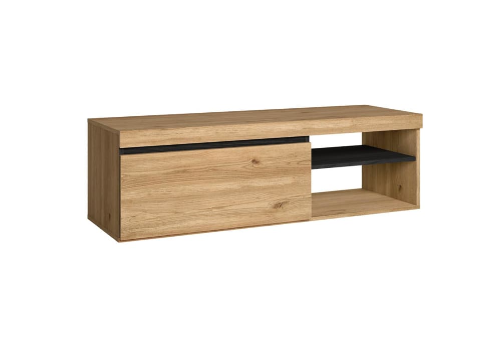 Meuble tv effet bois chêne et noir 120x40x41cm