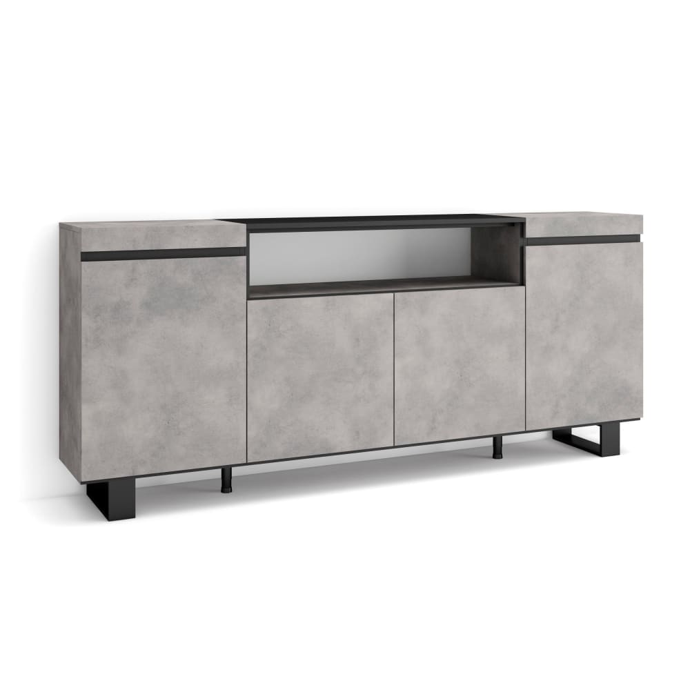 Sideboard Holzeffekt mit Beinen 200x35x87cm Zementgrau - Maisons