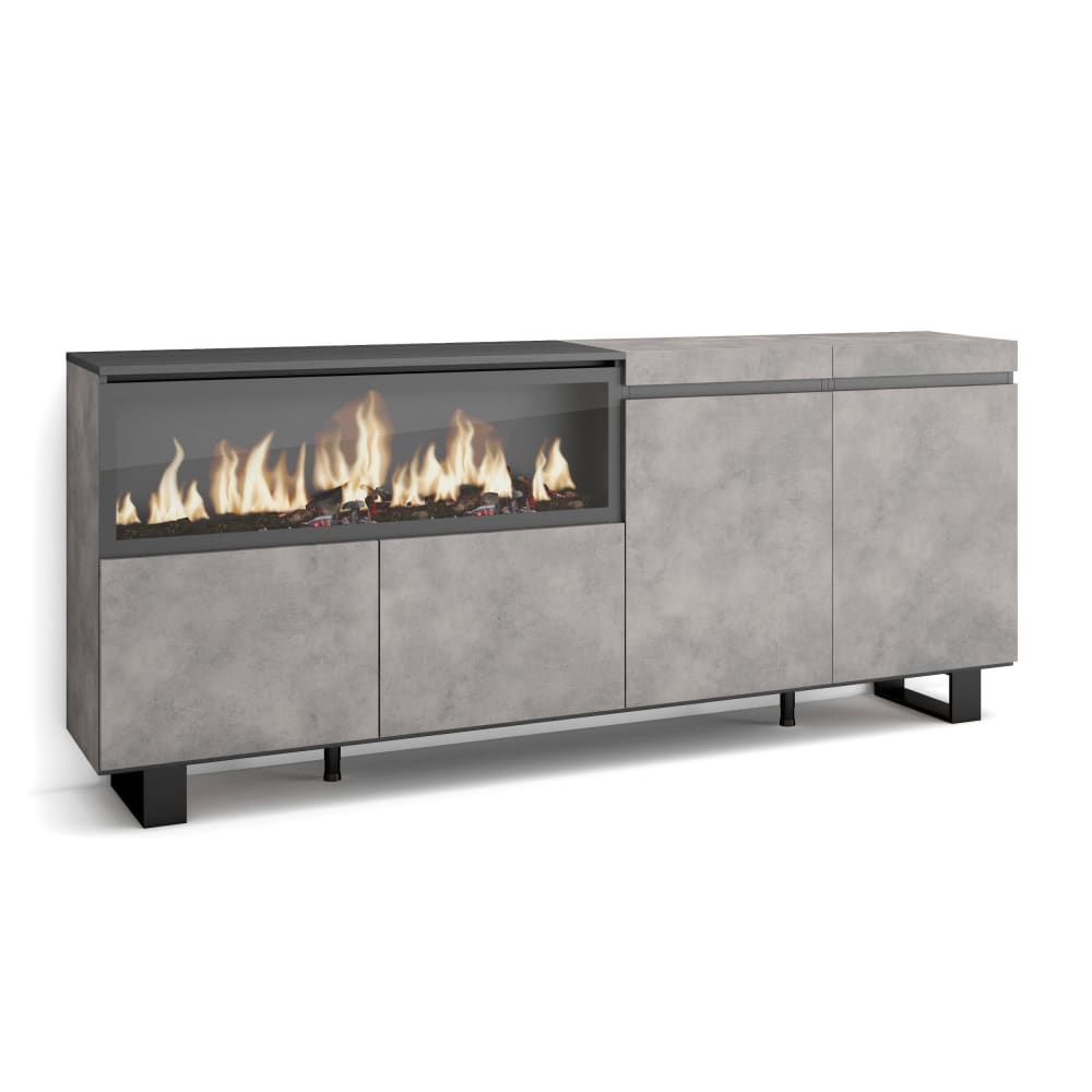 Sideboard Holzeffekt Kamin mit Feuereffekt XXL 208x35x87cm