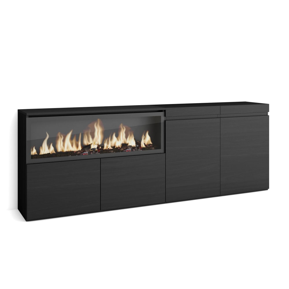 Buffet effet bois noir - feu