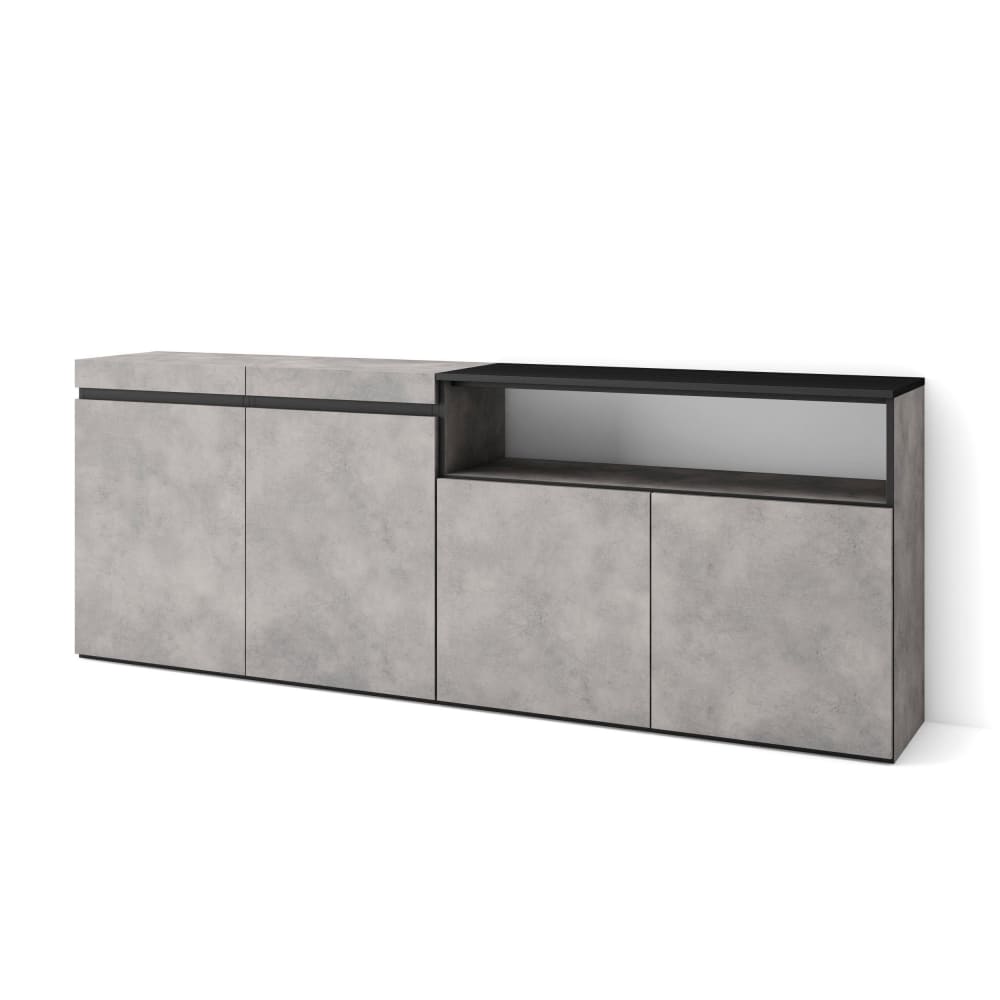 Sideboard Holzeffekt 200x35x75cm Zementgrau - Maisons Du Monde