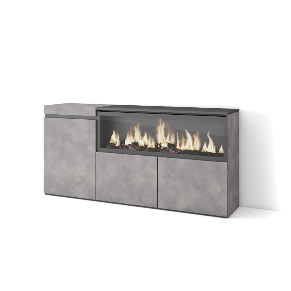 Sideboard Holzeffekt Kamin mit Feuereffekt XXL 158x35x75cm
