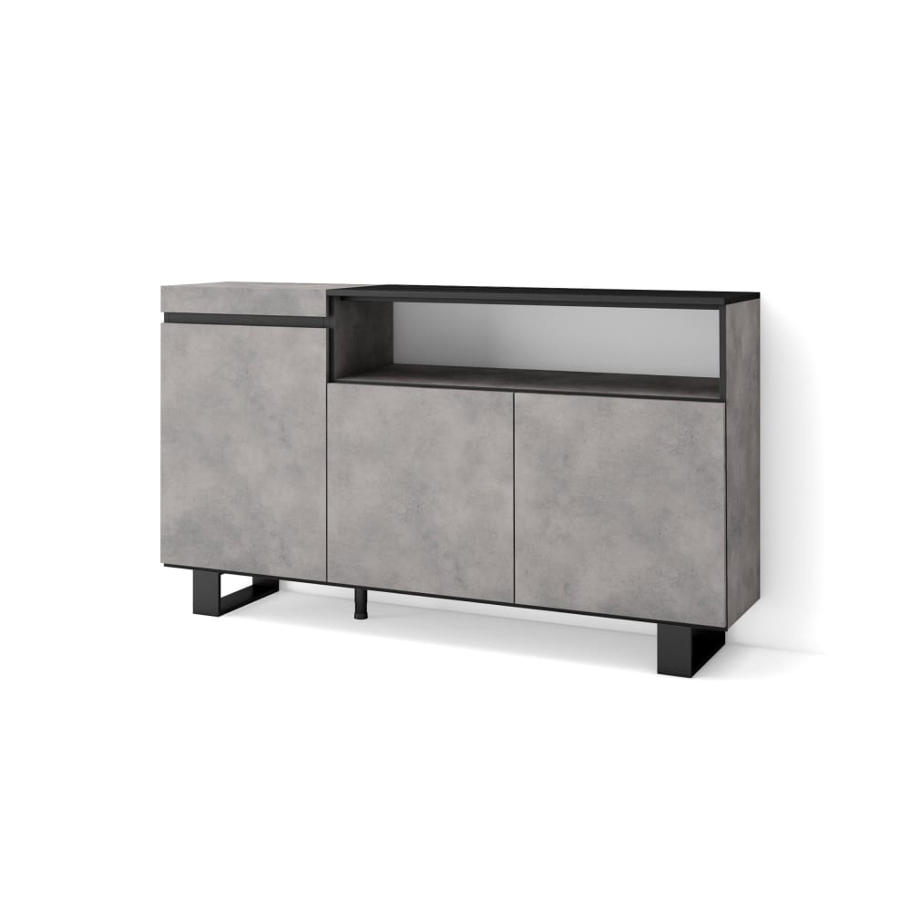 Sideboard Holzeffekt mit Beinen 150x35x87cm Zementgrau - Maisons