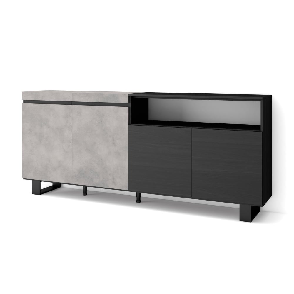 Sideboard Holzeffekt mit Beinen 200x35x87cm Zementgrau - Maisons