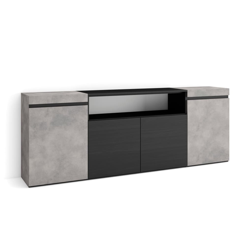 Sideboard Holzeffekt 200x35x75cm Zementgrau - Maisons Du Monde