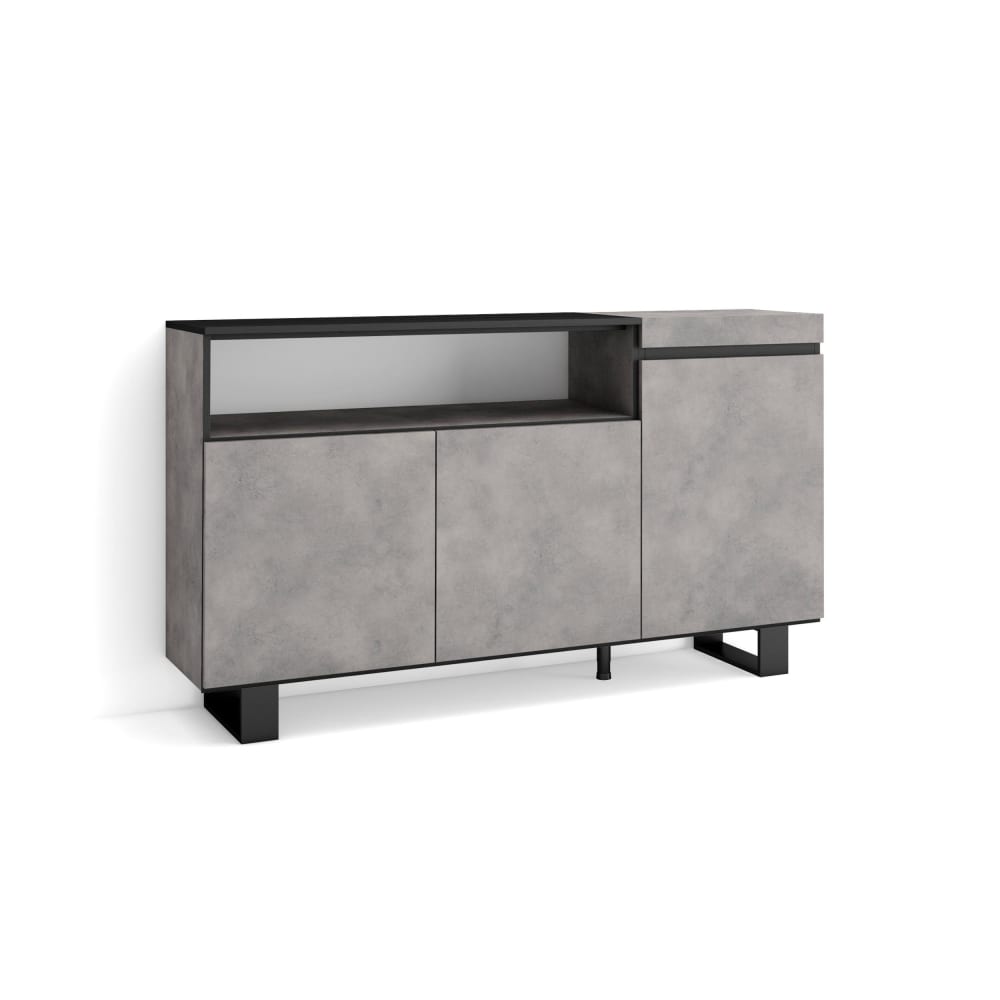 Sideboard Holzeffekt mit Beinen 150x35x87cm Zementgrau - Maisons