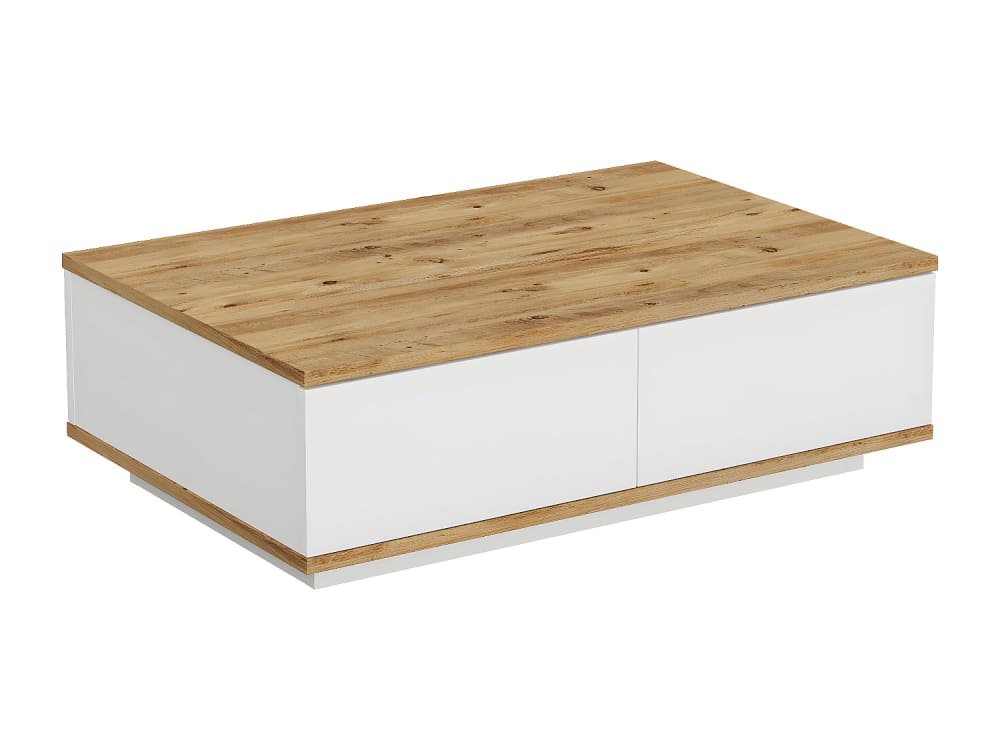 Table basse fixe effet bois , blanc