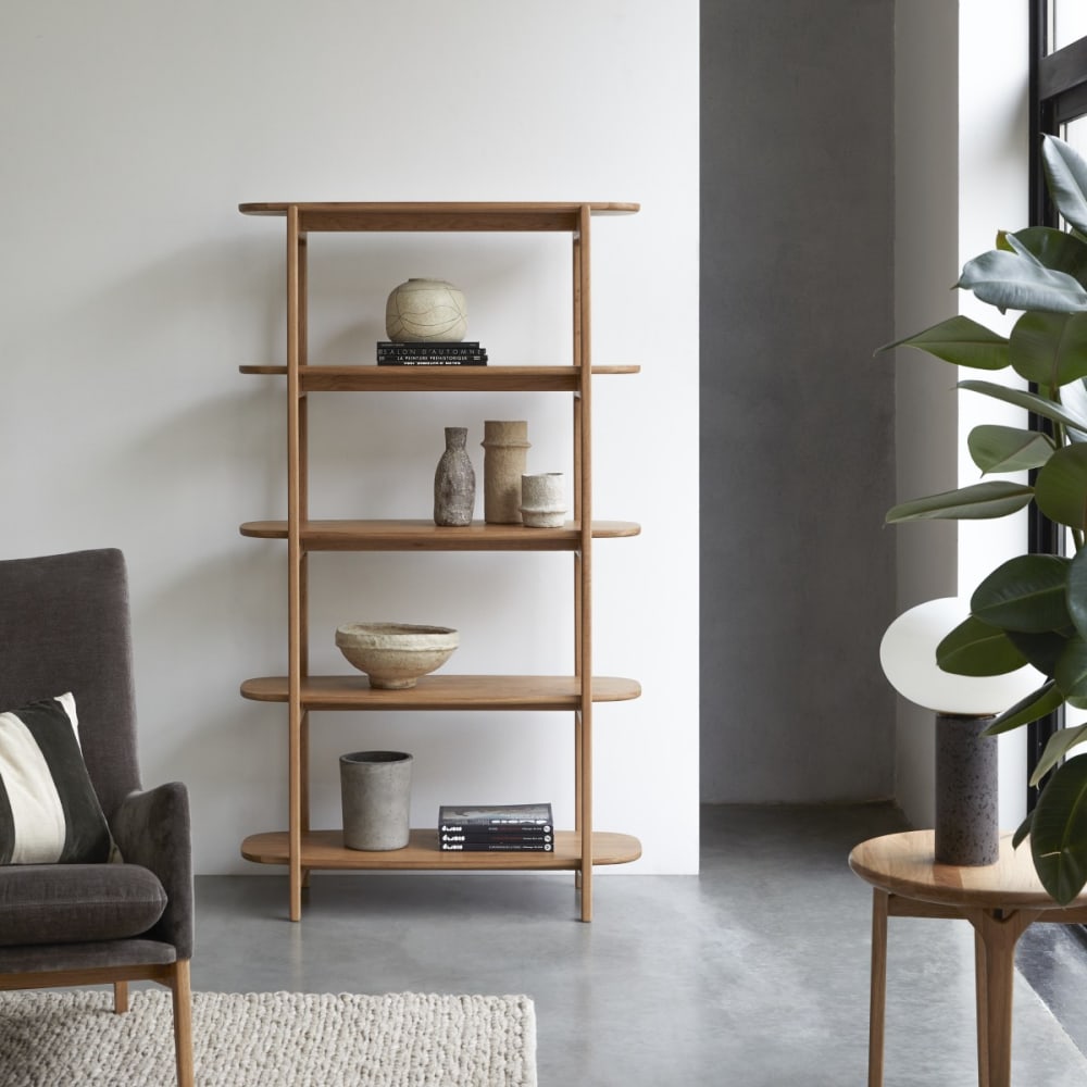 Tikamoon Bücherregal aus massiver Eiche style modern Beige Holz