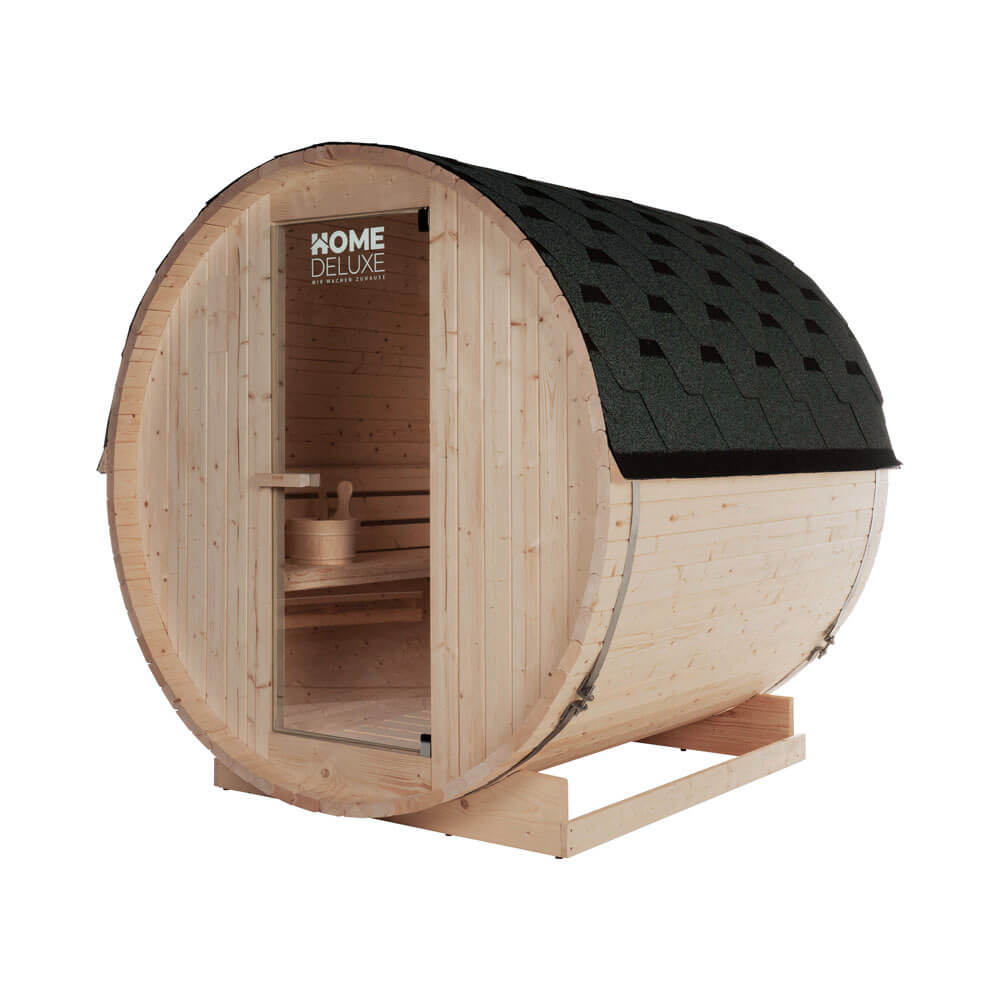Sauna en tonneau extérieur bois d'épicéa marron