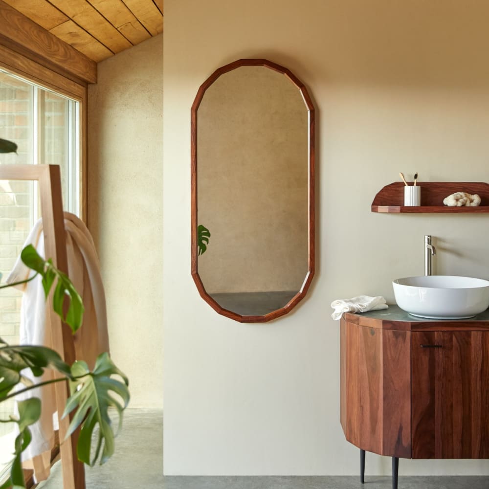 Tikamoon Spiegel aus massivem Palisander, 120 x 56 cm style modern Braun Holz