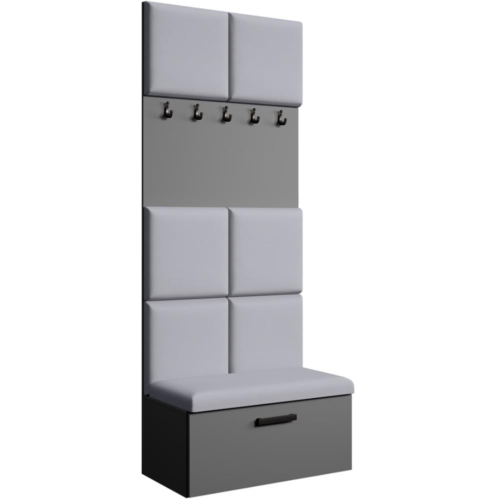 Beauty Sofa GmbH Garderobe mit gepolsterten Paneelen, Graphit+Grau style modern Grau Spanplatte