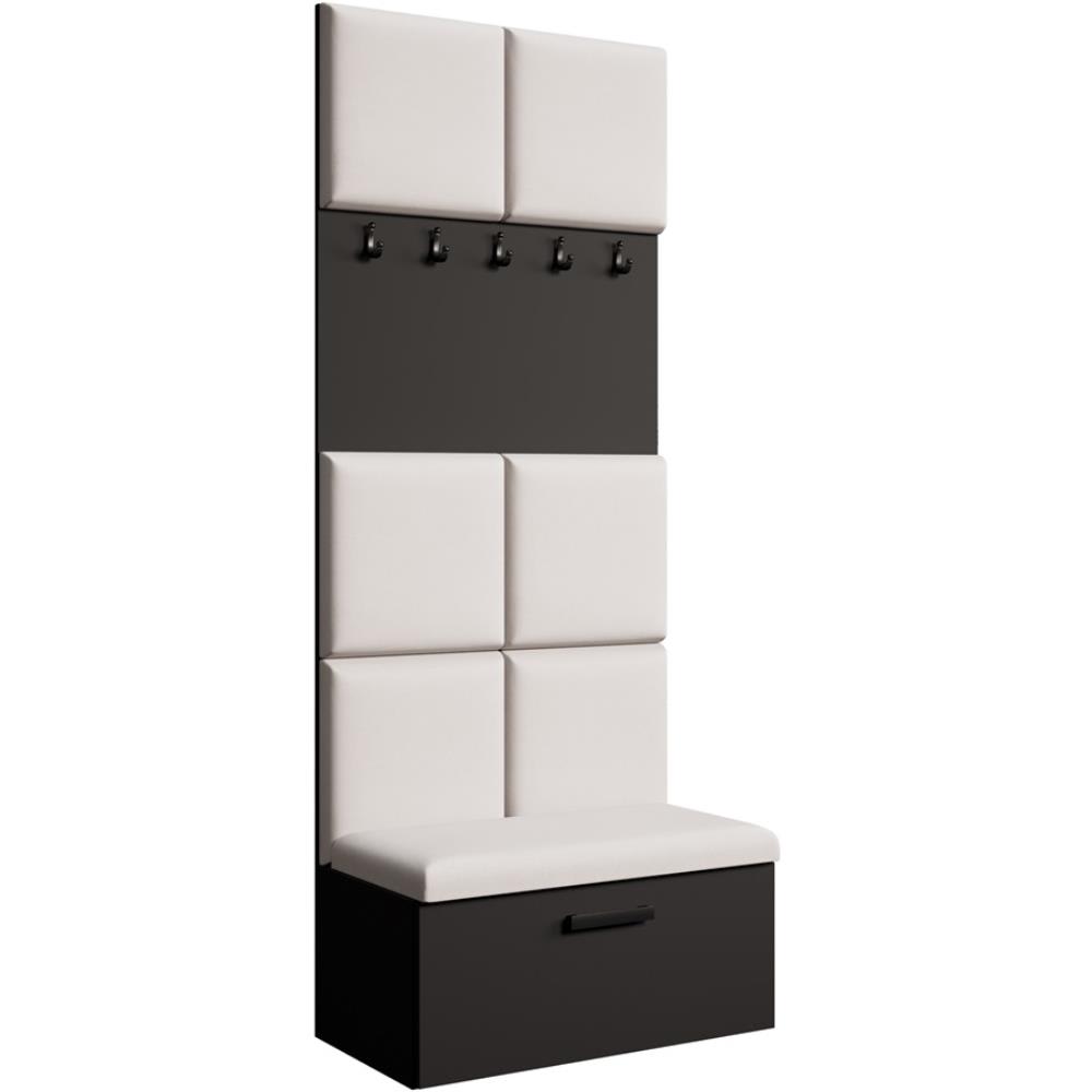 Beauty Sofa GmbH Garderobe mit gepolsterten Paneelen, Schwarz+Beige style modern Schwarz Spanplatte