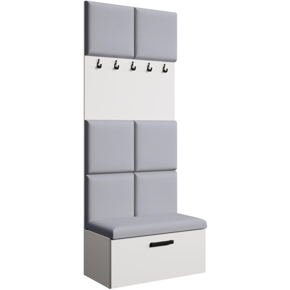 Beauty Sofa GmbH Garderobe mit gepolsterten Paneelen, Weiß+Grau style modern Weiß Spanplatte