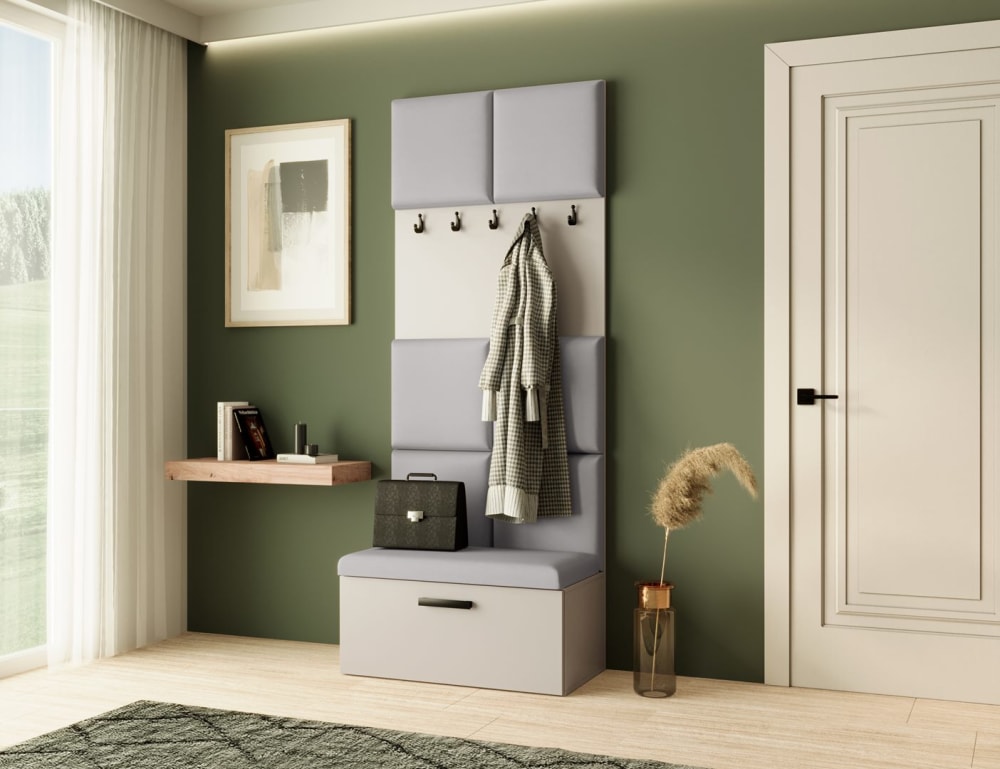 Garderobe mit gepolsterten Paneelen, Kaschmir+Grau - Maisons Du