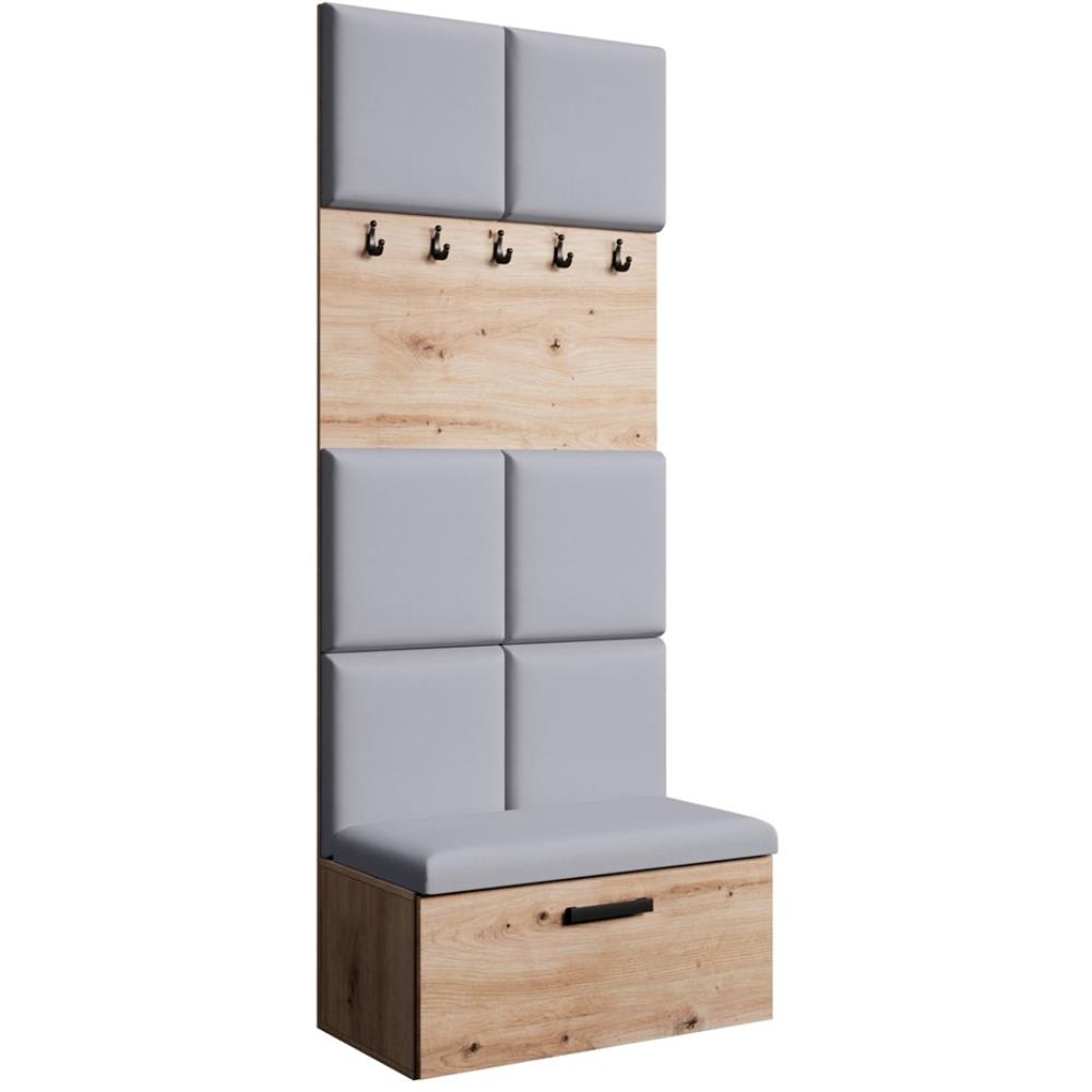 Beauty Sofa GmbH Garderobe mit gepolsterten Paneelen, eiche Artisan+Grau style modern Braun Spanplatte