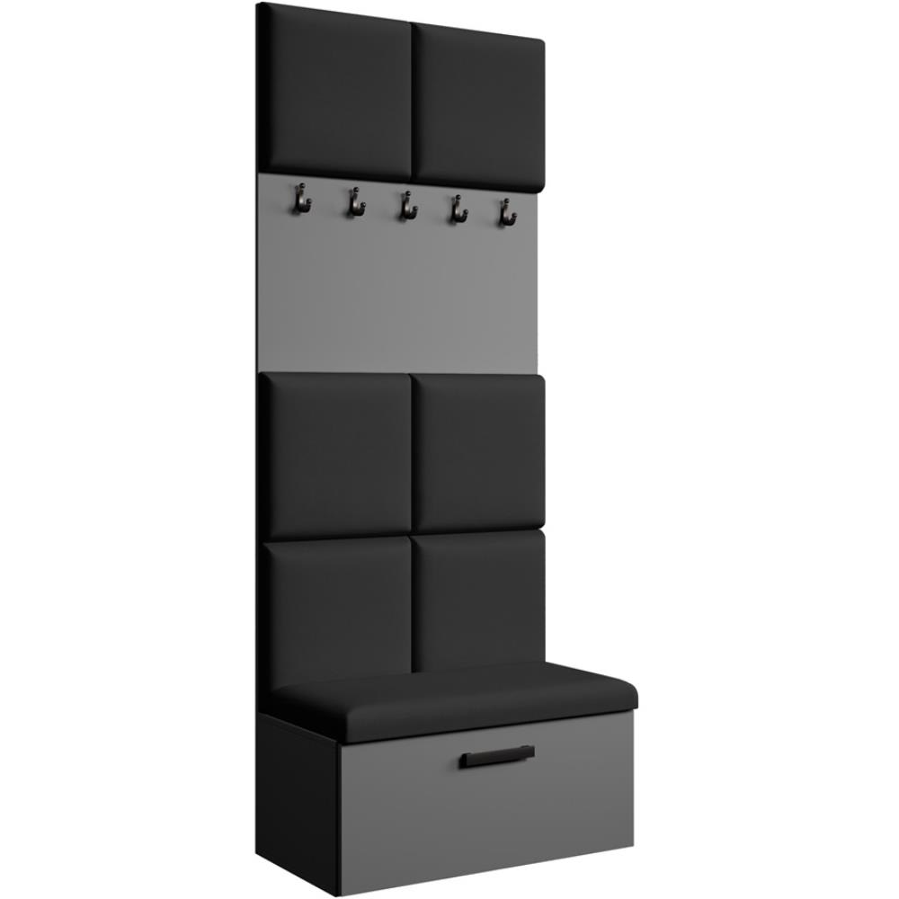 Beauty Sofa GmbH Garderobe mit gepolsterten Paneelen, Graphit+Schwarz style modern Grau Spanplatte