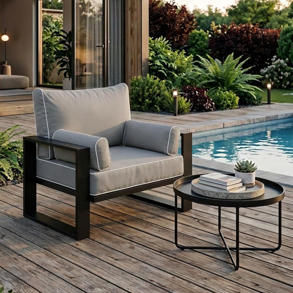 Garten Sessel mit Metallrahmen Anthrazit - Maisons Du Monde