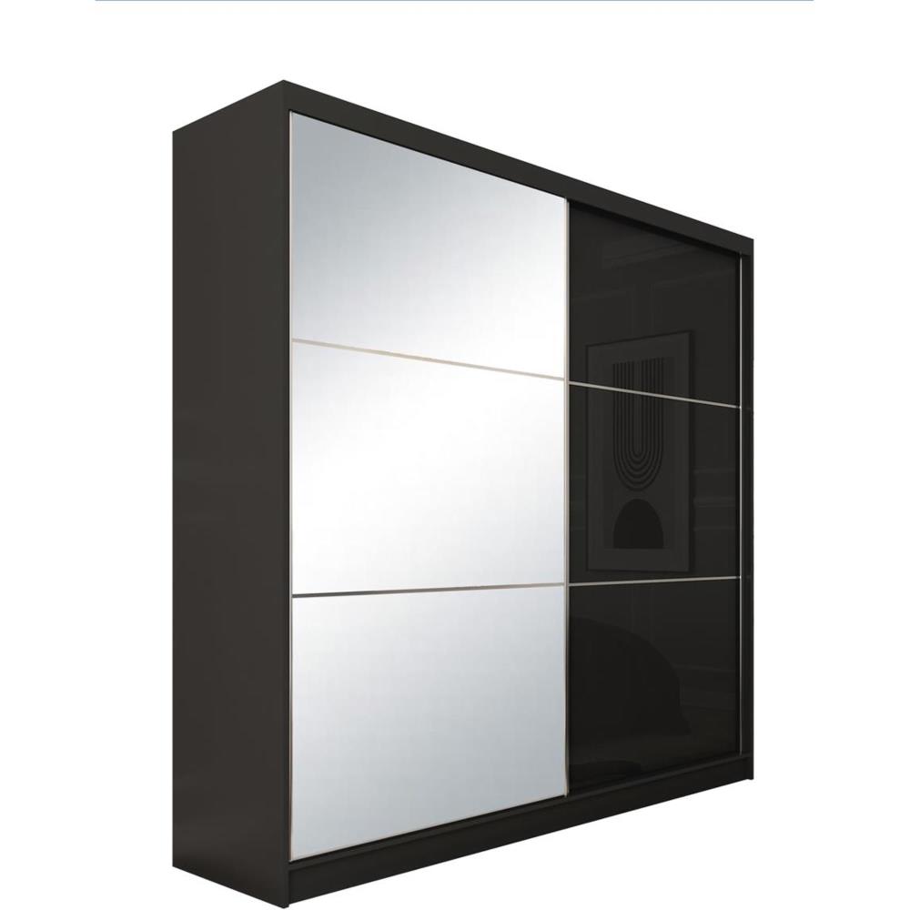 Beauty Sofa GmbH Schiebetürenschrank mit Spiegel, 200x216, schwarz style modern - Spanplatte