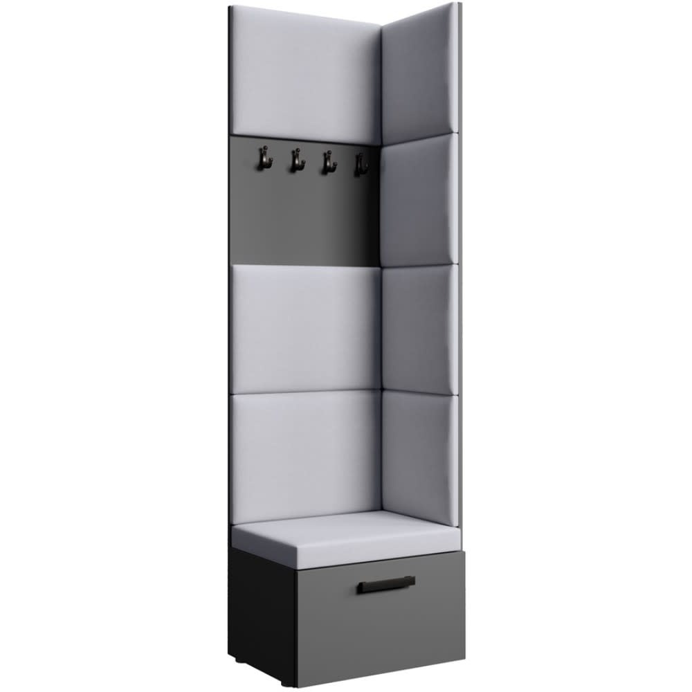 Beauty Sofa GmbH Eckgarderobe mit gepolsterten Paneelen, Graphit+Grau style modern Grau Spanplatte