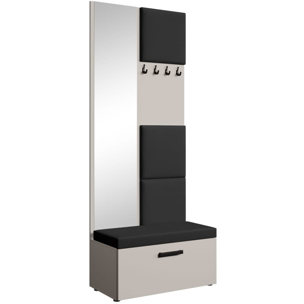 Beauty Sofa GmbH Garderobe mit gepolsterten Paneelen, Kaschmir+Schwarz style modern Taupe Spanplatte