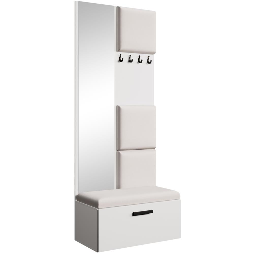 Beauty Sofa GmbH Garderobe mit gepolsterten Paneelen, Weiß+Beige style modern Weiß Spanplatte