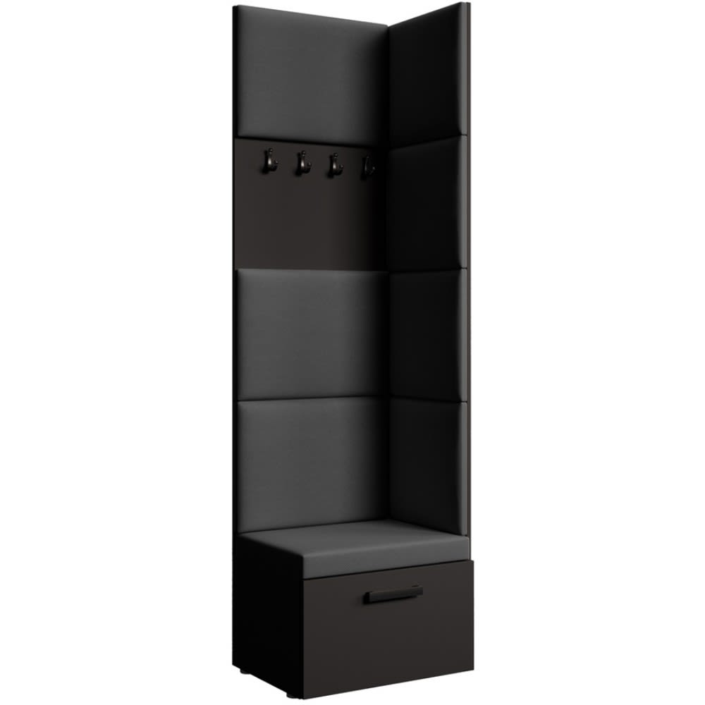 Beauty Sofa GmbH Eckgarderobe mit gepolsterten Paneelen, Schwarz+Schwarz style modern Schwarz Spanplatte
