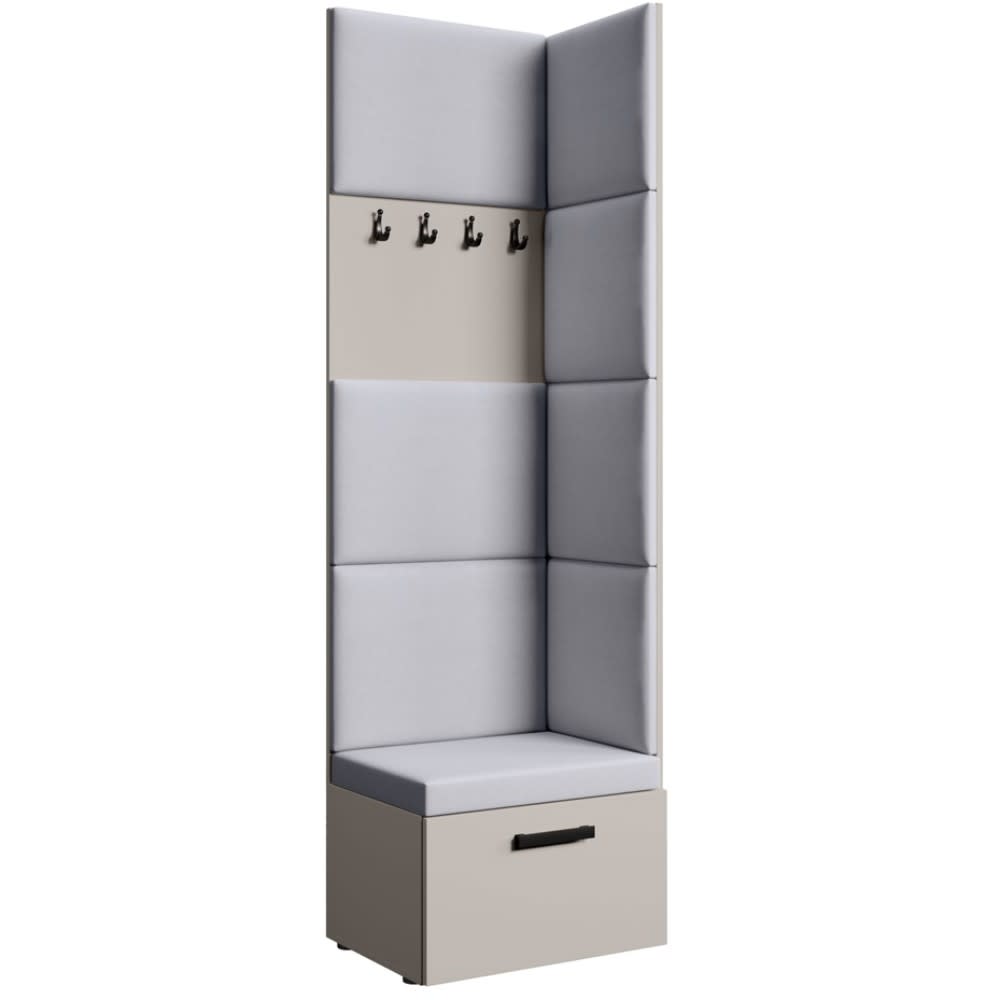 Beauty Sofa GmbH Eckgarderobe mit gepolsterten Paneelen, Kaschmir+Grau style modern Taupe Spanplatte