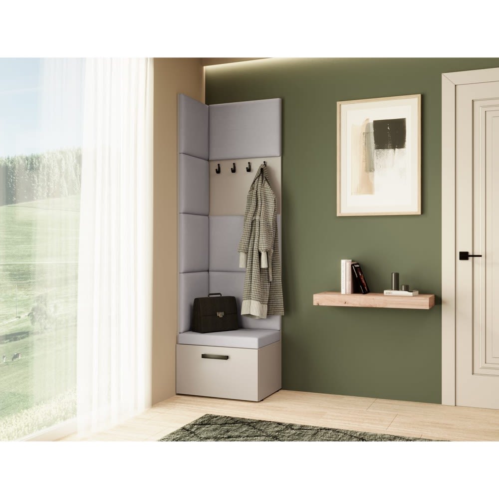Eckgarderobe mit gepolsterten Paneelen, Kaschmir+Grau - Maisons