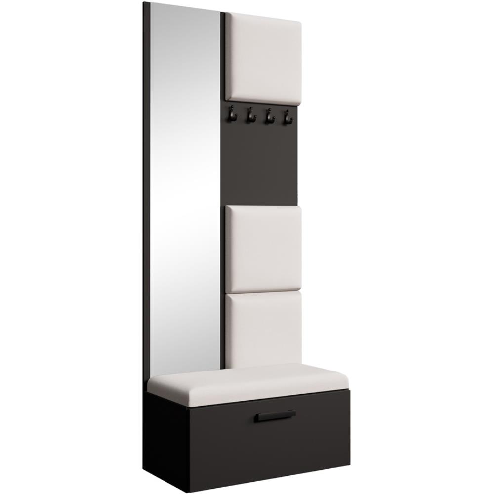 Beauty Sofa GmbH Garderobe mit gepolsterten Paneelen, Schwarz+Beige style modern Schwarz Spanplatte