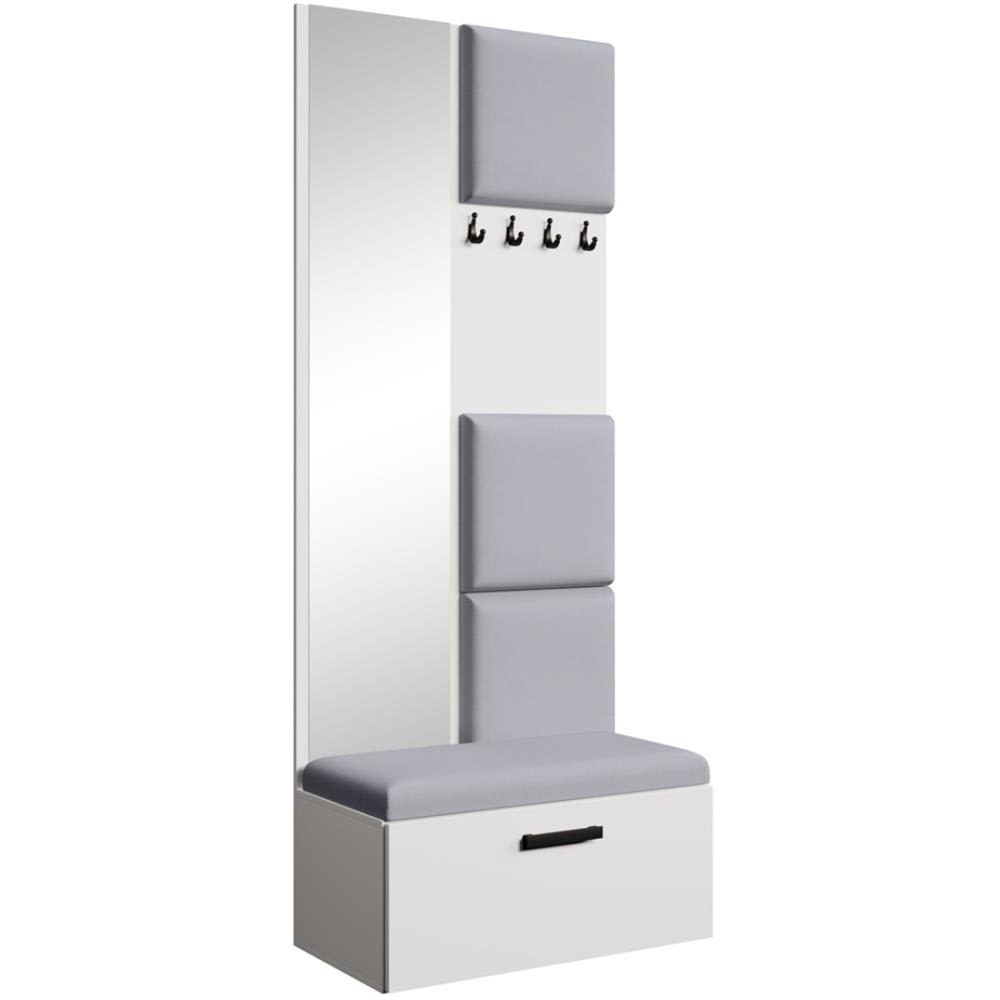 Beauty Sofa GmbH Garderobe mit gepolsterten Paneelen, Weiß+Grau style modern Weiß Spanplatte