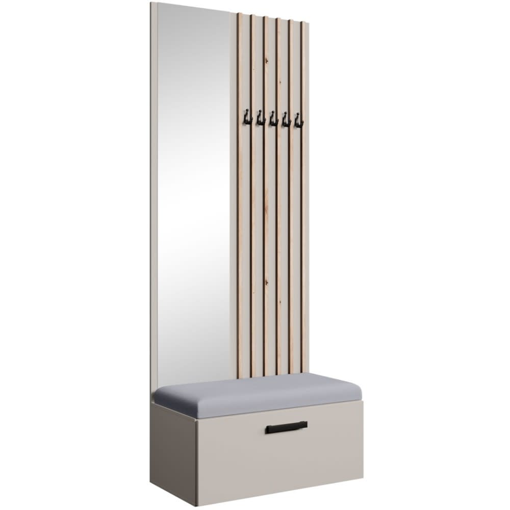 Beauty Sofa GmbH Garderobe mit Lamellen und Spiegel, Kaschmir+Grau style modern Taupe Spanplatte